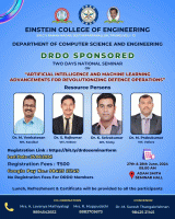 Two Days National Seminar on Artificial Intelligence and Machine Learning Advancements for Revolutionizing Defence Operations 2024 National Seminar Poster
